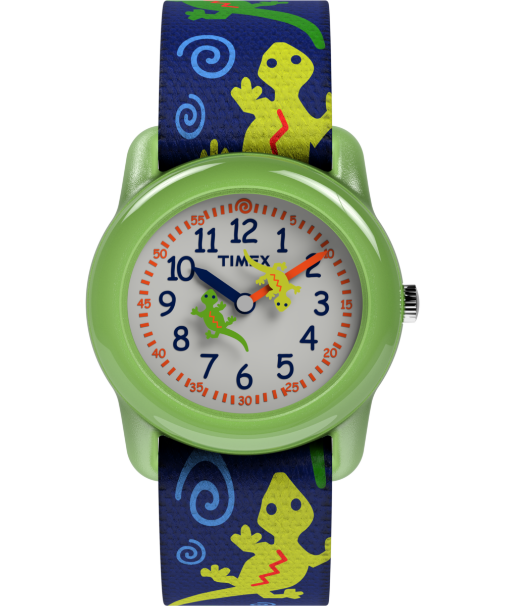 Heritage TIMEX TIME MACHINES 29mm Green Gecko Elastic Fabric Kids Watch