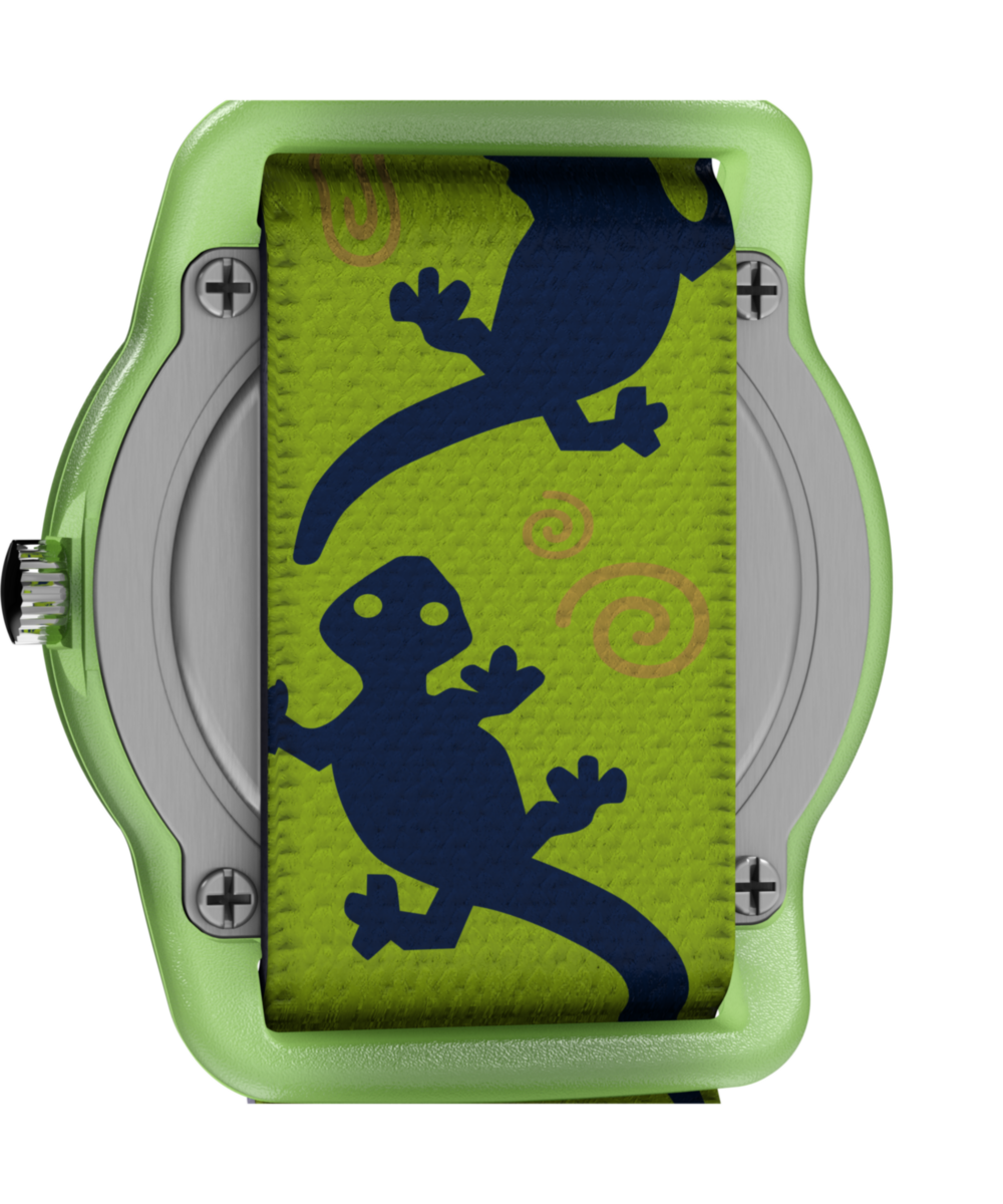 Heritage TIMEX TIME MACHINES 29mm Green Gecko Elastic Fabric Kids Watch