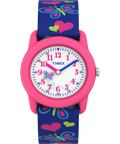 Heritage TIMEX TIME MACHINES 29mm Butterflies and Hearts Blue Elastic Fabric Kids Watch