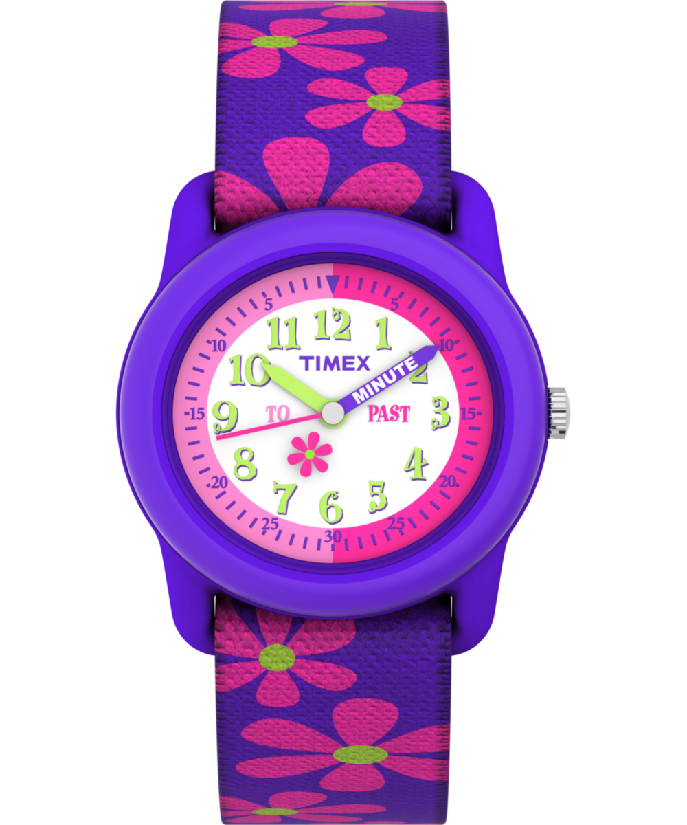Heritage TIMEX TIME MACHINES 29mm Purple Floral Elastic Fabric Kids Watch