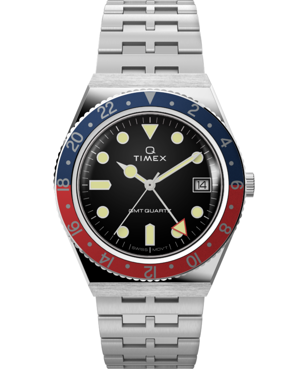 Heritage Q Timex GMT 38mm Stainless Steel Bracelet Watch