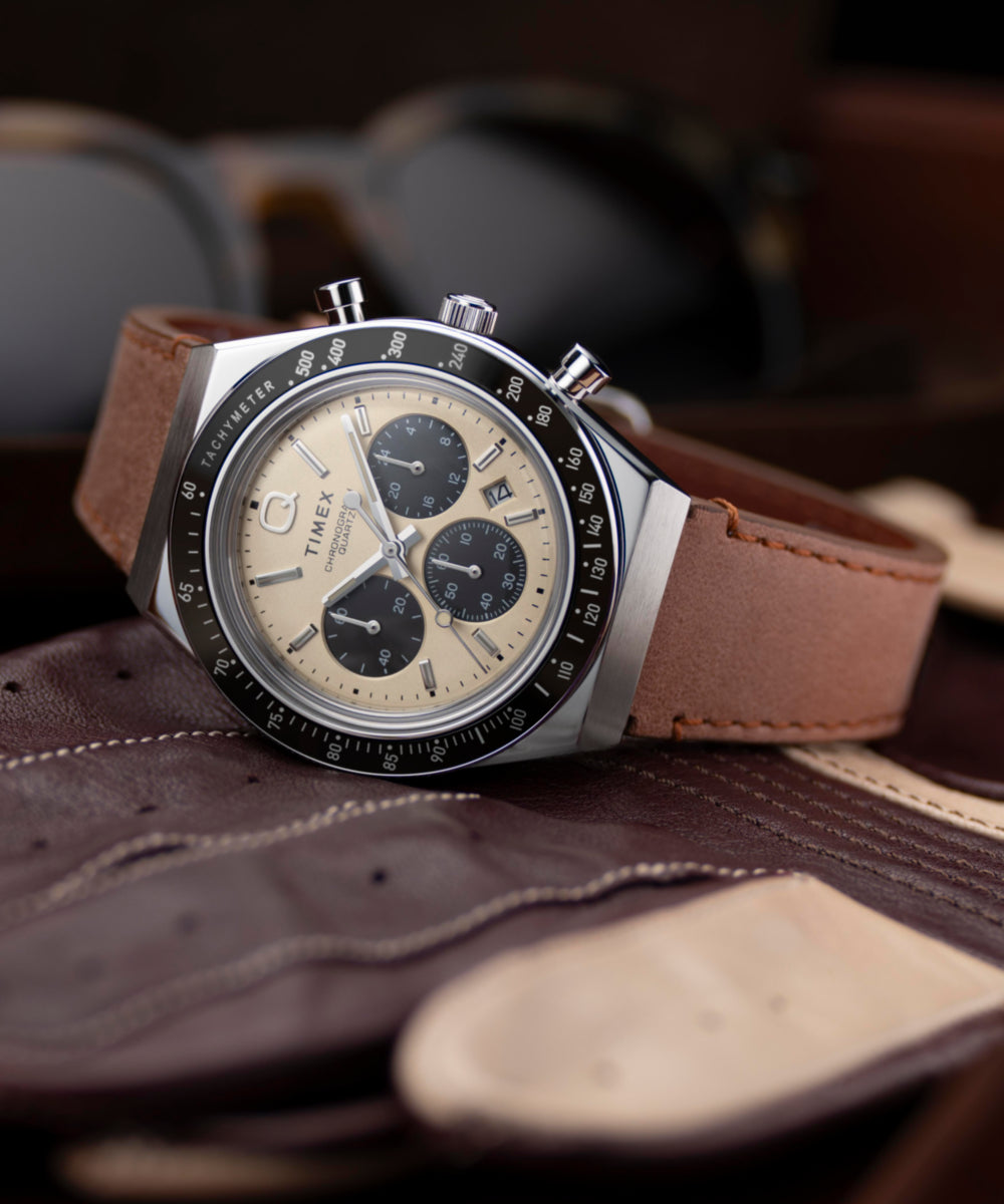 Heritage Q Timex Chronograph 40mm Leather Strap Watch