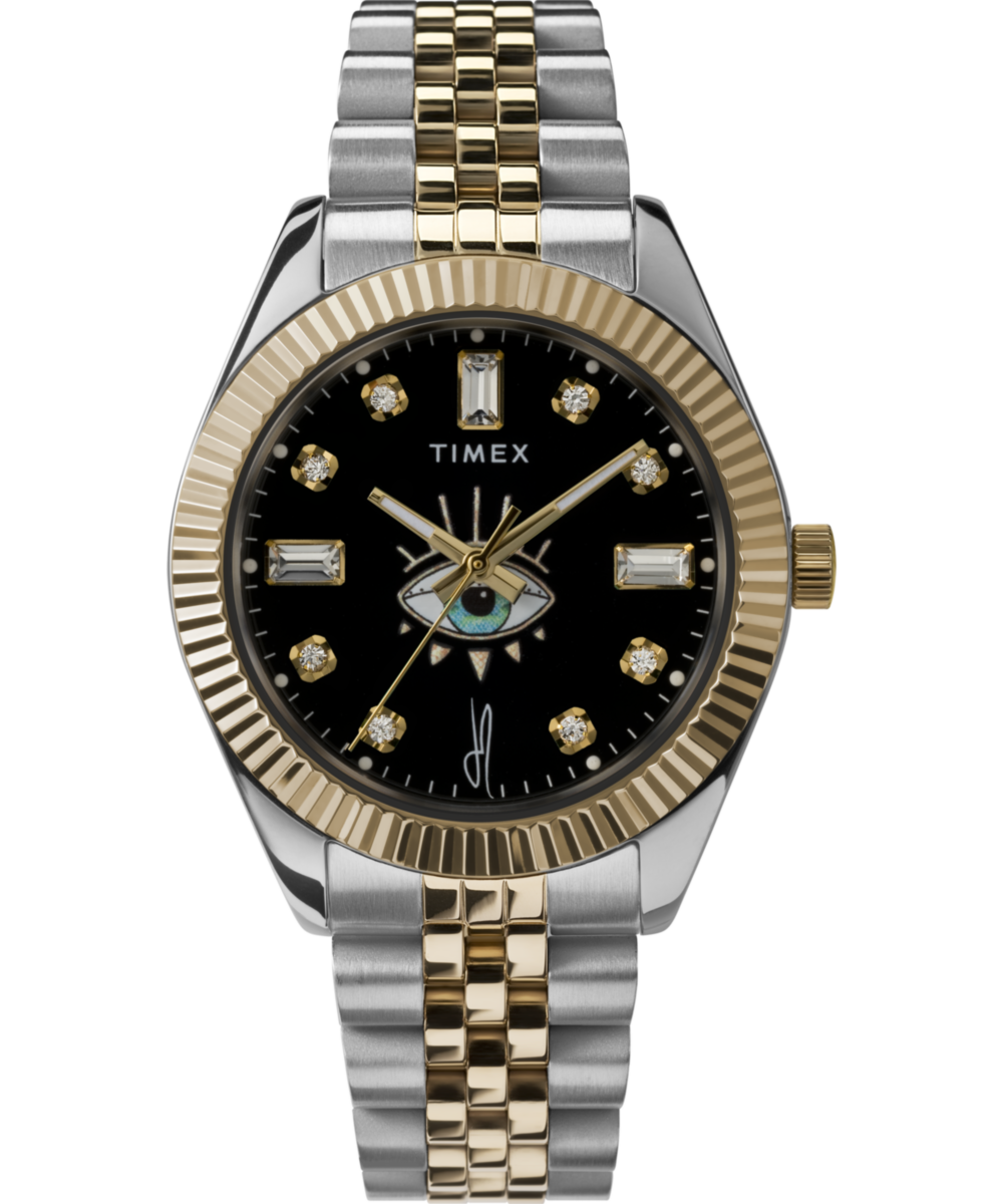 Heritage Timex Legacy x Jacquie Aiche Black Sunray Dial with Tribe Eye 36mm Stainless Steel Bracelet Watch