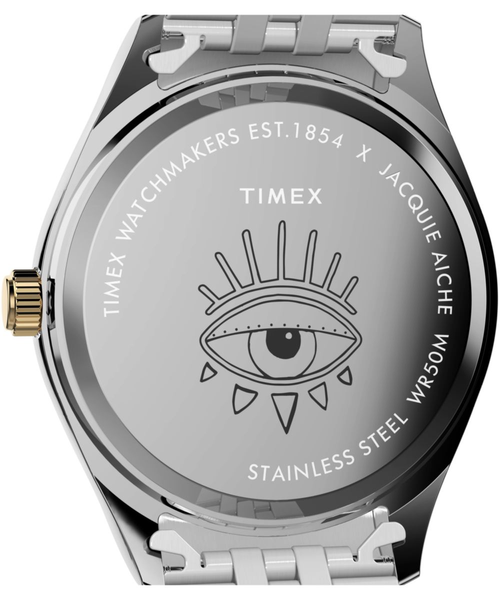 Heritage Timex Legacy x Jacquie Aiche Black Sunray Dial with Tribe Eye 36mm Stainless Steel Bracelet Watch
