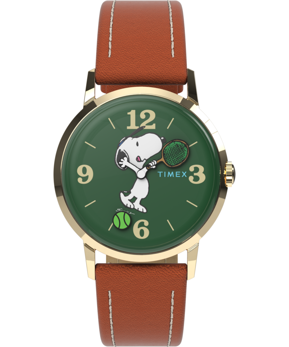 Heritage Peanuts x Timex Marlin Hand-Wound Snoopy Tennis 34mm Leather Strap Watch