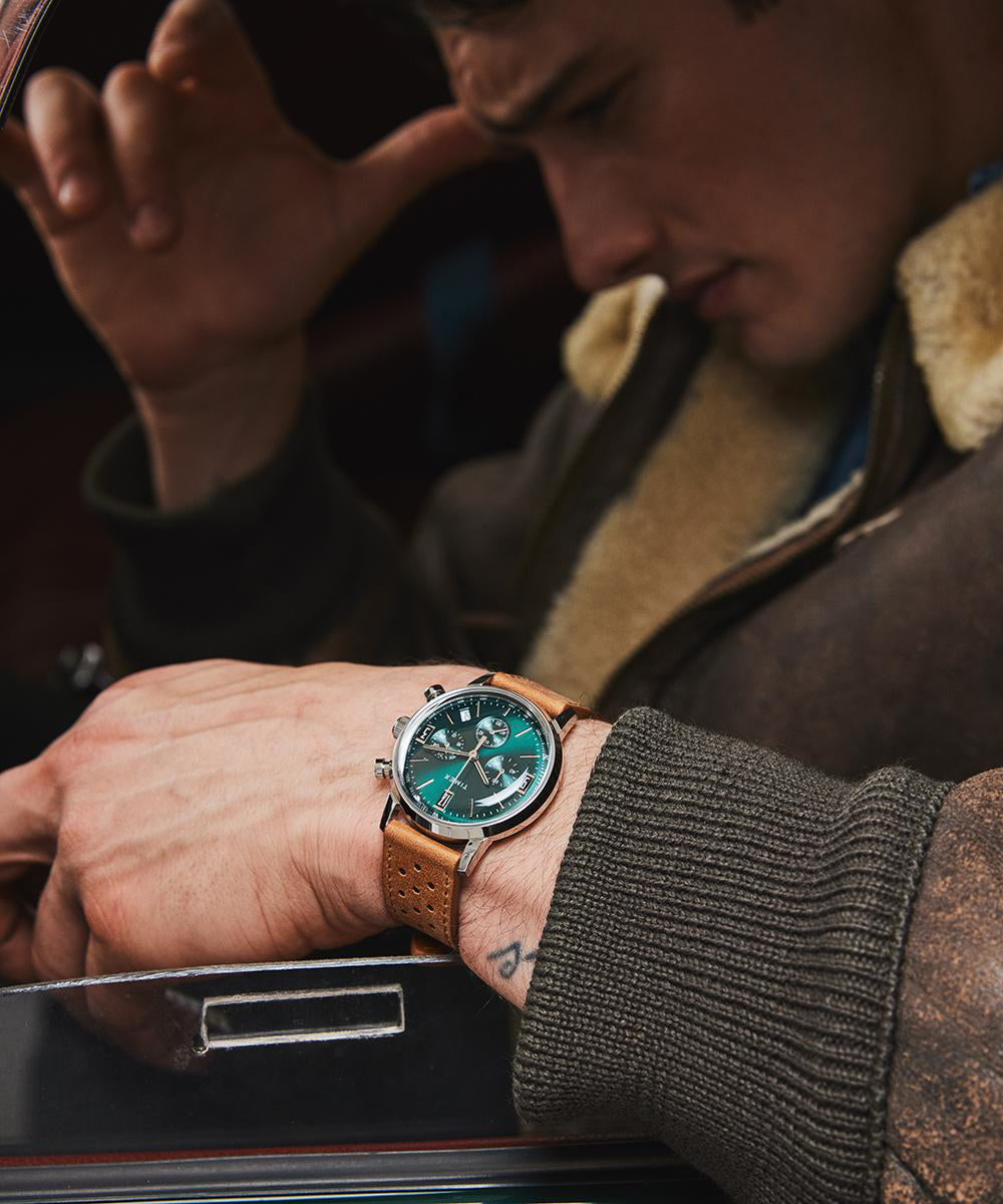 Heritage Marlin Chronograph Tachymeter 40mm Leather Strap Watch