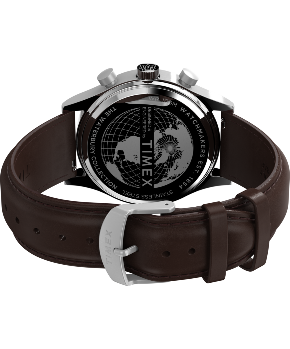 Heritage Waterbury Traditional Fly Back Chronograph 43mm Leather Strap Watch
