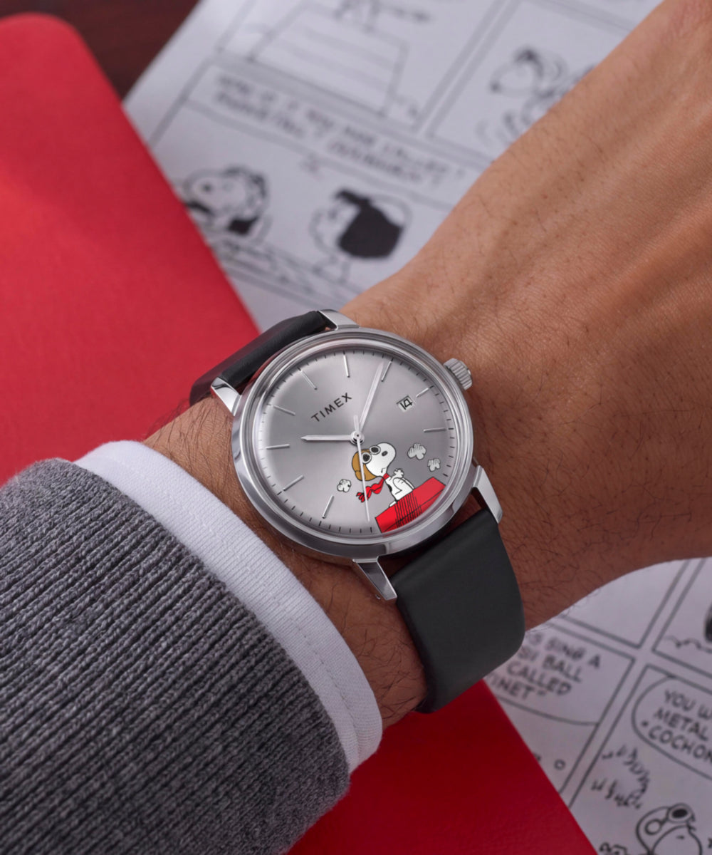 Heritage Peanuts x Timex Marlin Automatic Snoopy Flying Ace 40mm Leather Strap Watch