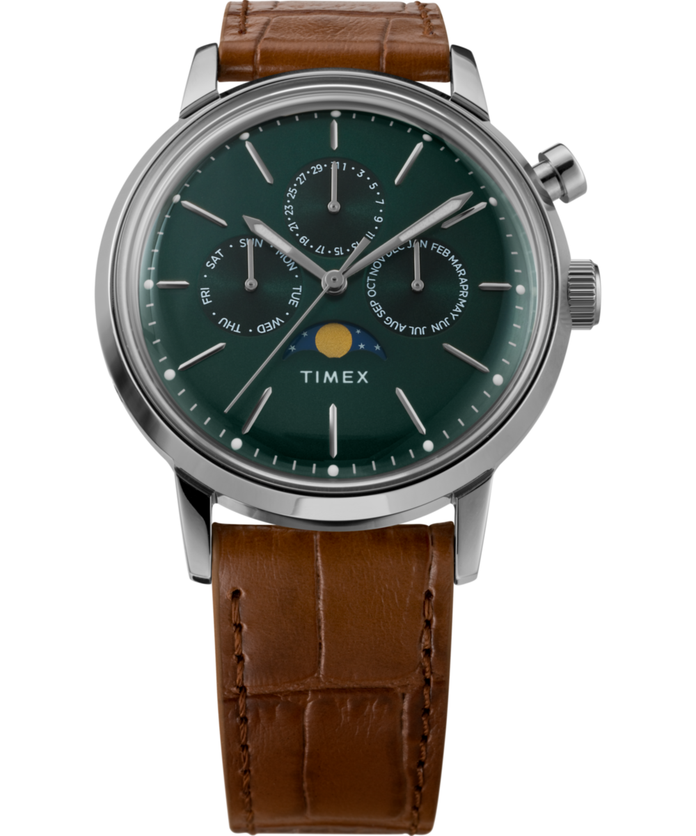 Heritage Marlin Moon Phase 40mm Leather Strap Watch