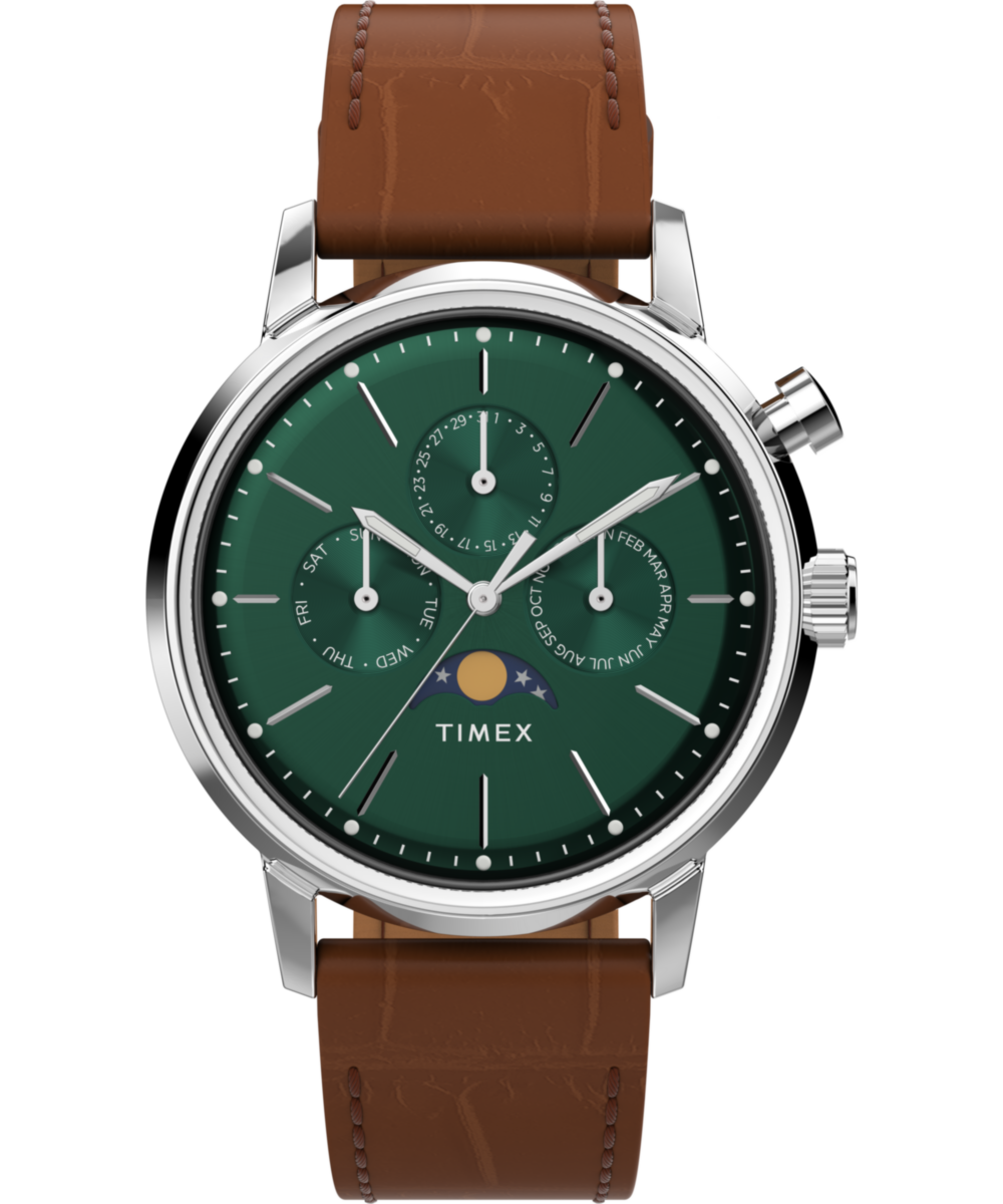 Heritage Marlin Moon Phase 40mm Leather Strap Watch
