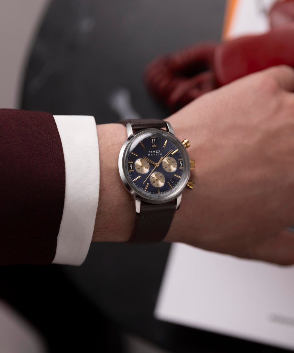 Heritage Marlin Chronograph Tachymeter 40mm Leather Strap Watch