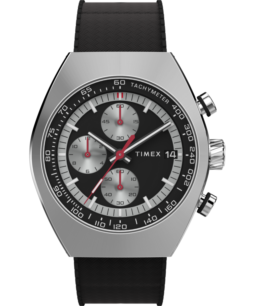 Heritage Timex Legacy Tonneau Chronograph 42mm Synthetic Rubber Strap Watch