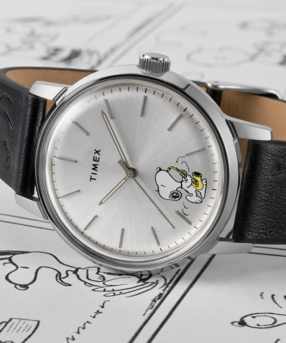 Heritage Peanuts x Timex Marlin Automatic Saxophonist 40mm Leather Strap Watch