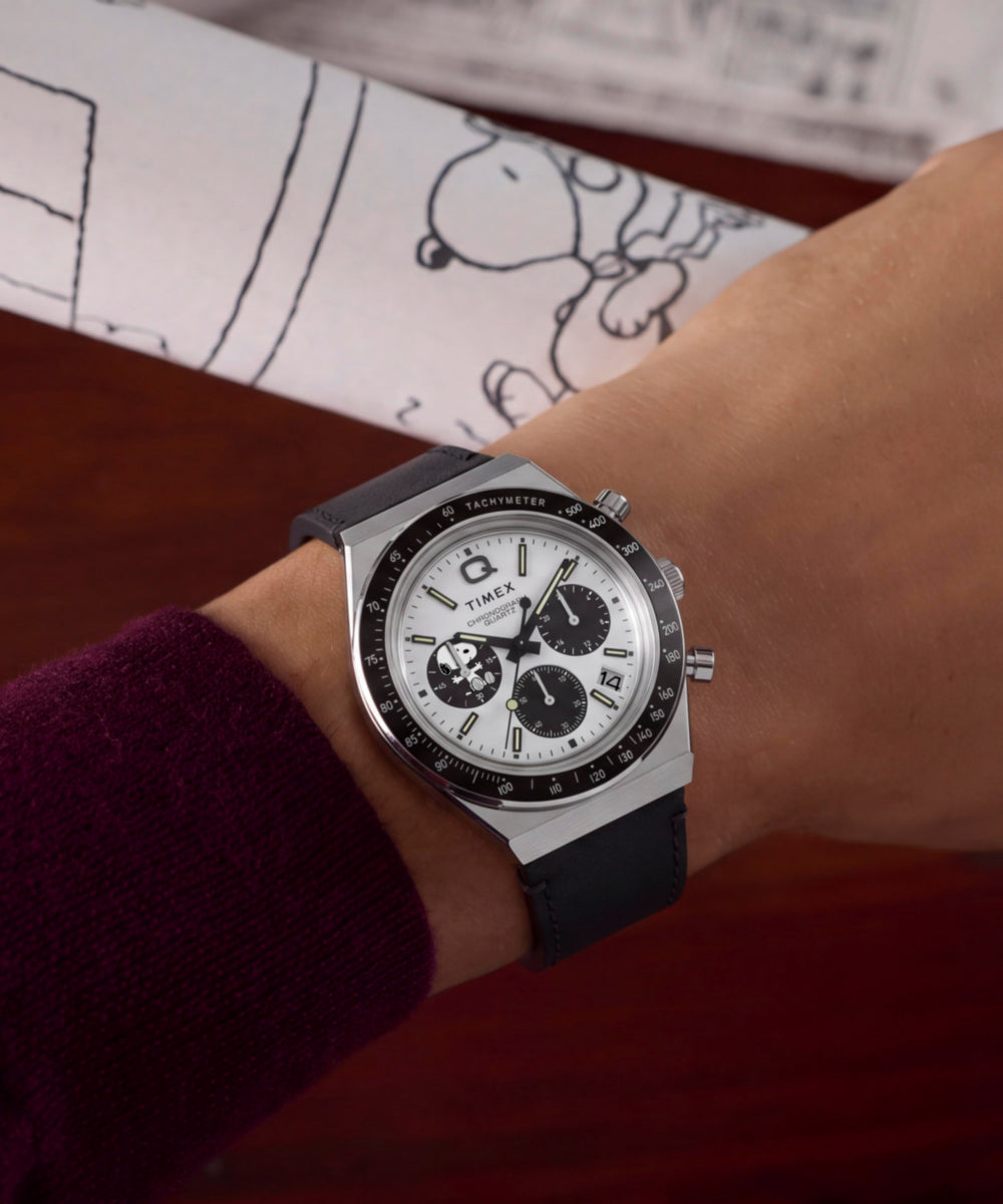 Heritage Peanuts x Q Timex Snoopy 40mm Leather Strap Watch