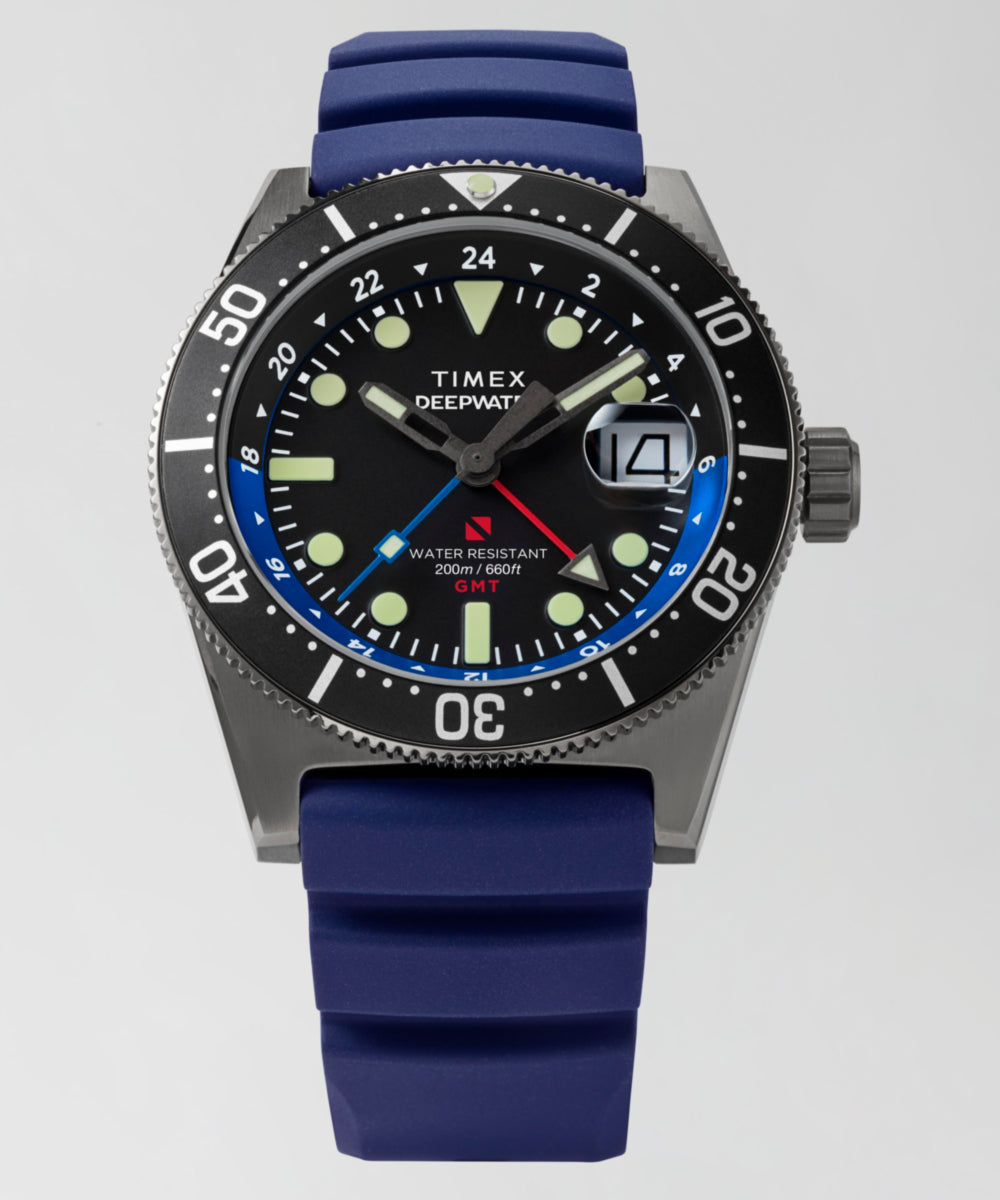 Heritage Deepwater Reef 200 GMT 41mm Synthetic Rubber Strap Watch