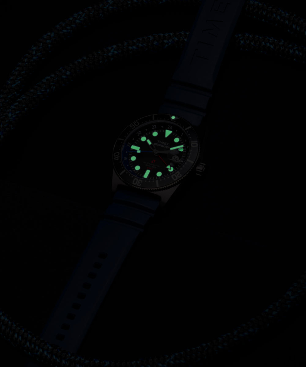 Heritage Deepwater Reef 200 GMT 41mm Synthetic Rubber Strap Watch