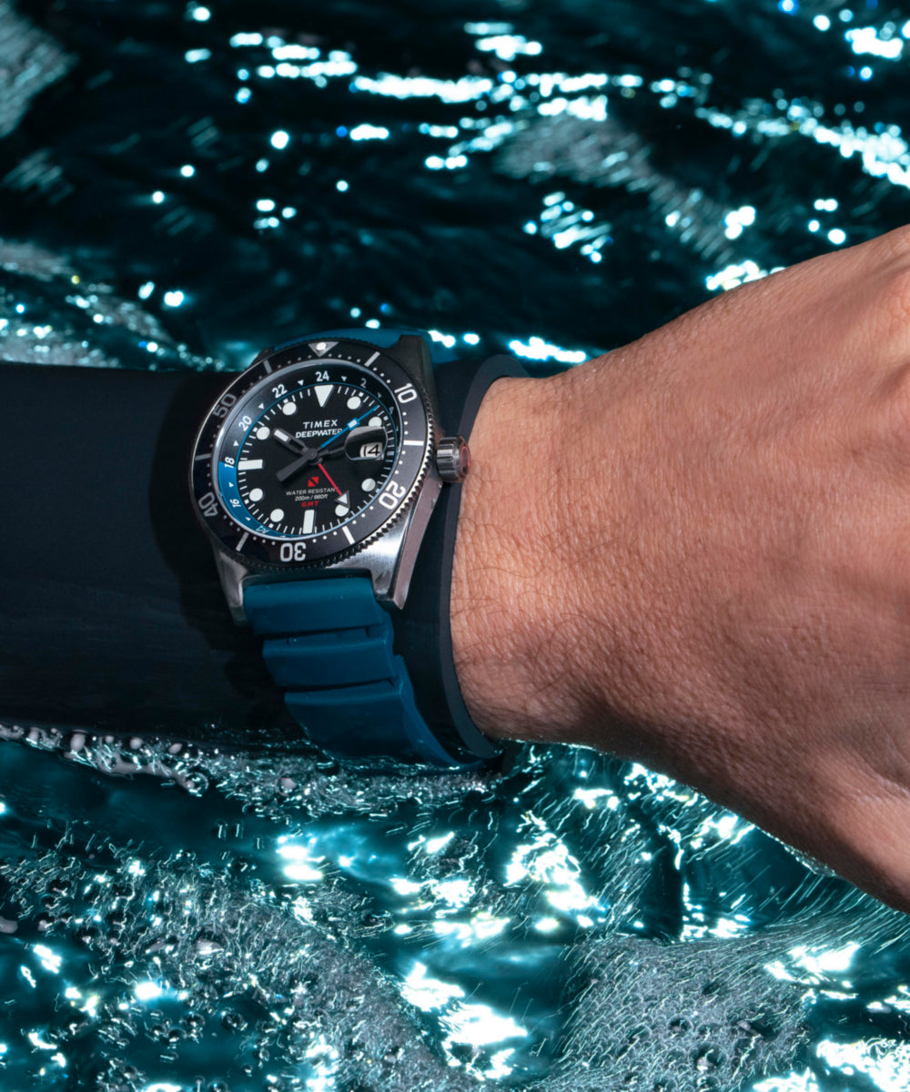 Heritage Deepwater Reef 200 GMT 41mm Synthetic Rubber Strap Watch