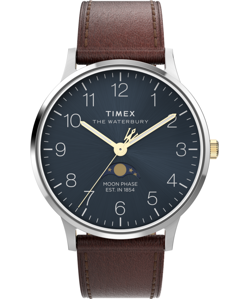 Heritage Waterbury Classic Moon Phase 40mm Leather Strap Watch
