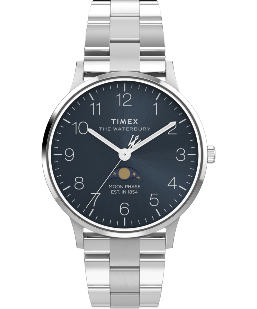 Heritage Waterbury Classic Moon Phase 40mm Stainless Steel Bracelet Watch