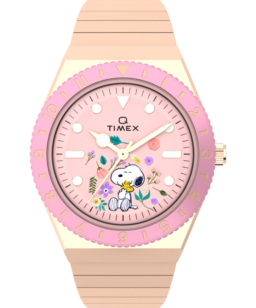 Heritage Peanuts Q Timex In Bloom 36mm Stainless Steel Expansion Band Watch