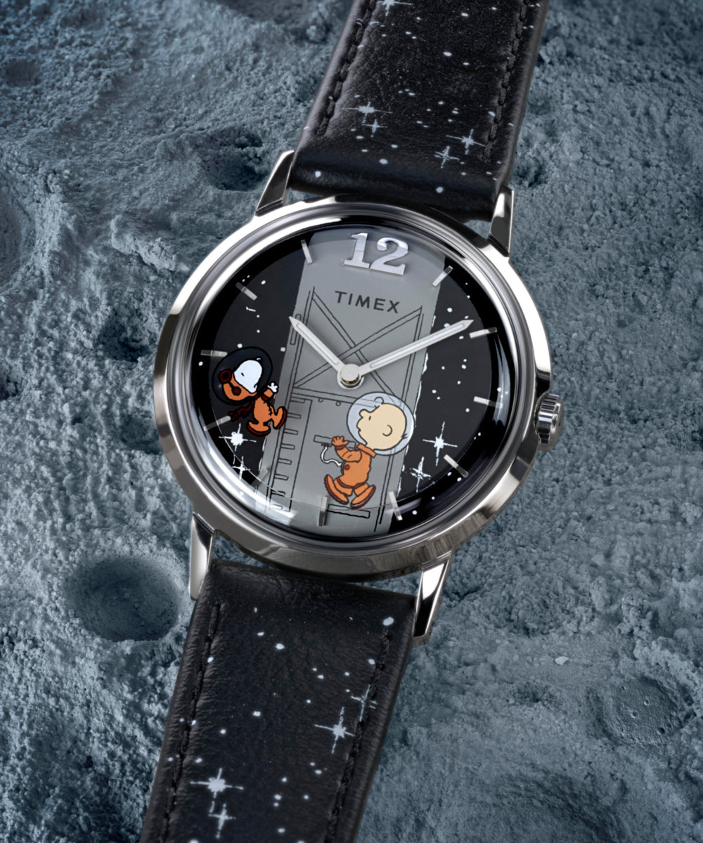 Heritage Peanuts x Timex Marlin Hand-Wound Space 34mm Leather Strap Watch