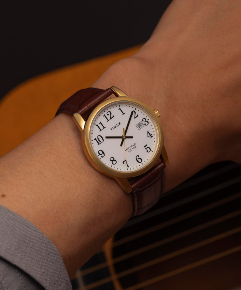 Heritage Easy Reader 35mm Leather Strap Watch
