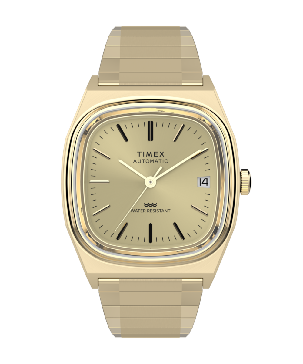 Heritage Timex Automatic 1983 E Line Reissue 34mm Gold-Tone Expansion Band Watch