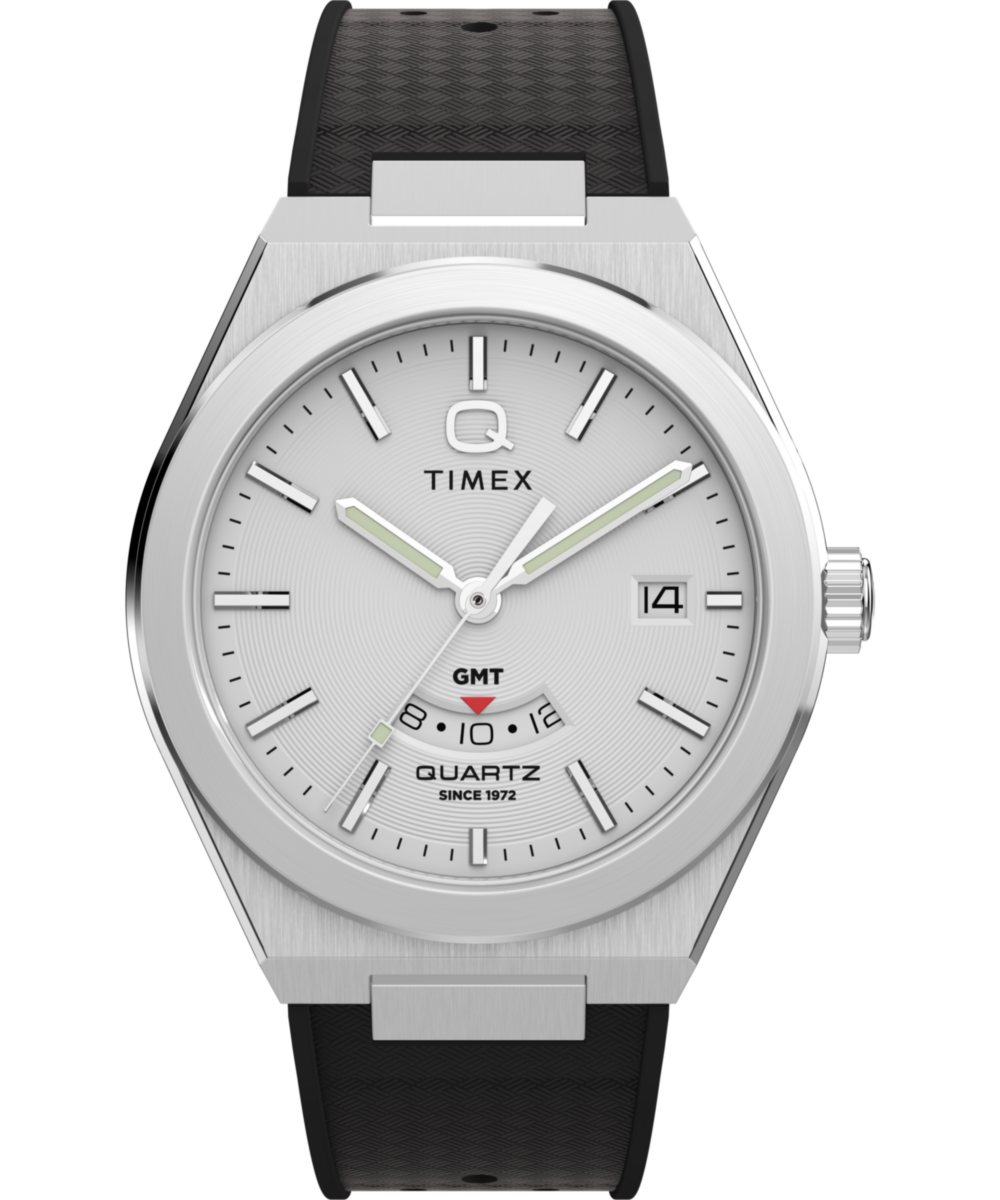 Heritage Q Timex Continental GMT 39mm Synthetic Rubber Strap Watch