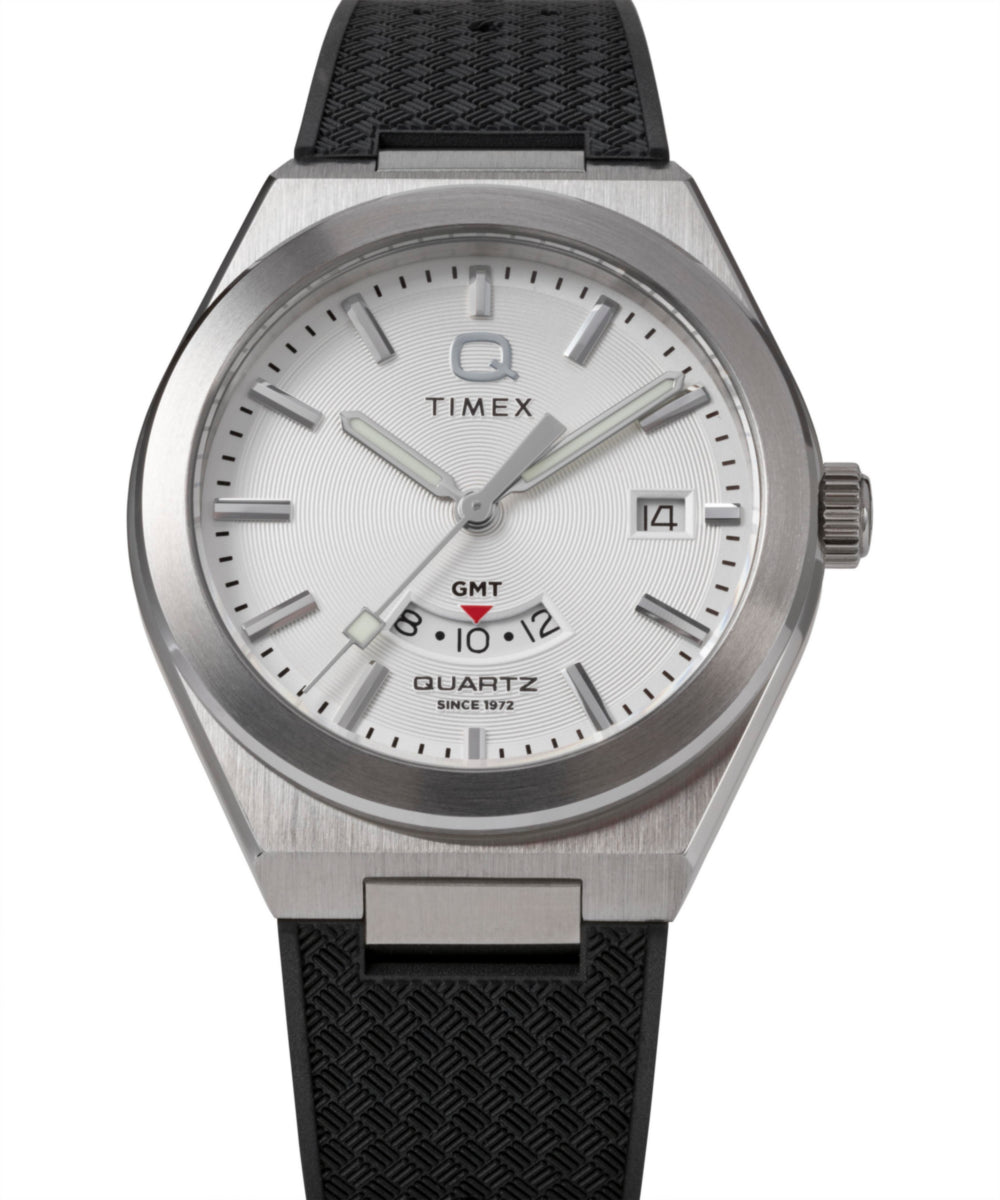 Heritage Q Timex Continental GMT 39mm Synthetic Rubber Strap Watch