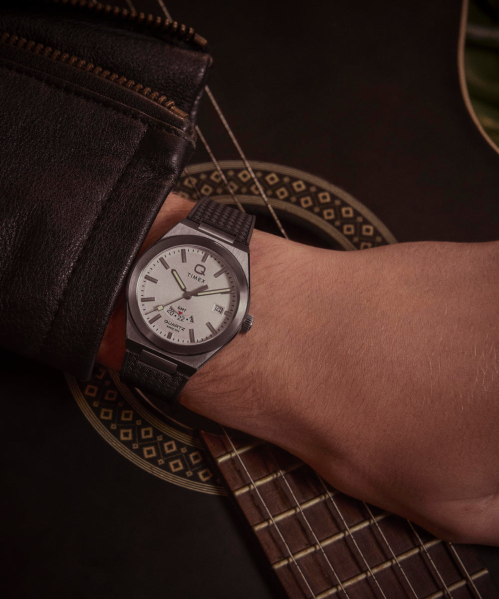 Heritage Q Timex Continental GMT 39mm Synthetic Rubber Strap Watch