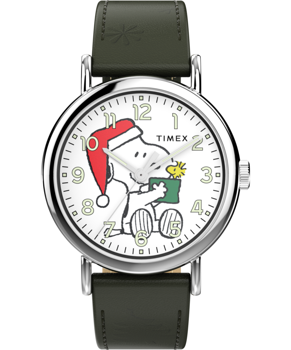 Heritage Peanuts x Timex Weekender Holiday Dial 40mm Leather Strap Watch