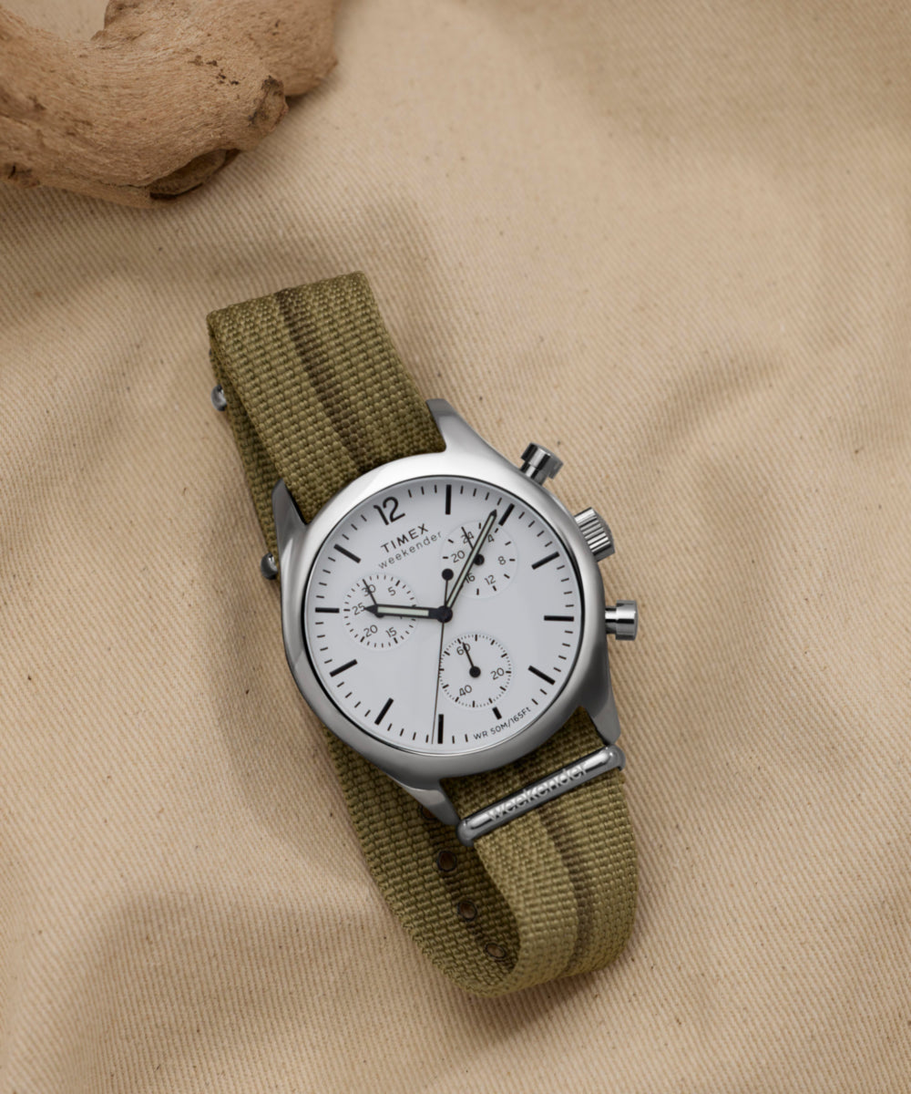 Heritage Timex Weekender New England Chronograph 40mm Eco-Conscious Fabric Strap Watch