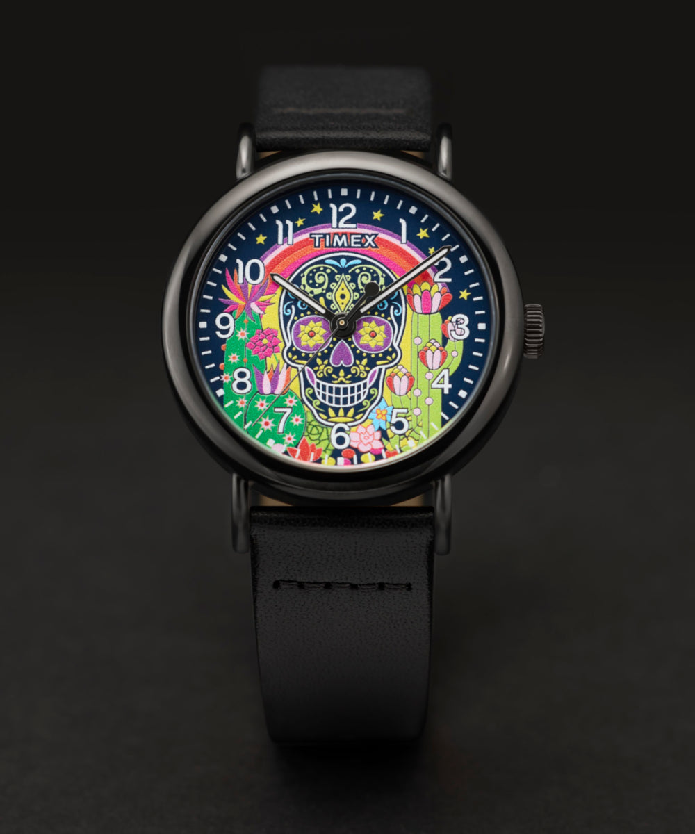 Heritage Timex Weekender Day of the Dead 40mm Leather Strap Watch