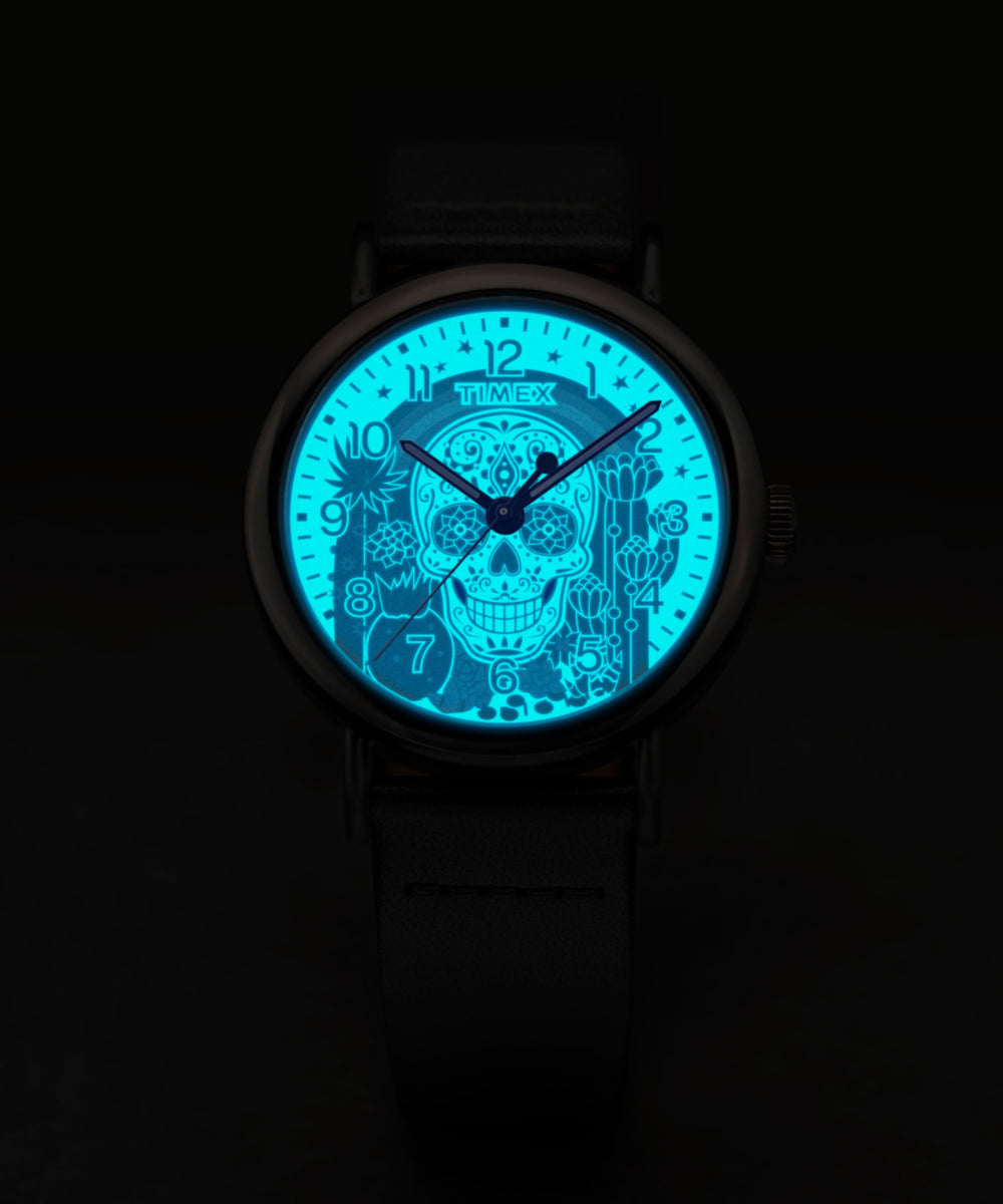 Heritage Timex Weekender Day of the Dead 40mm Leather Strap Watch