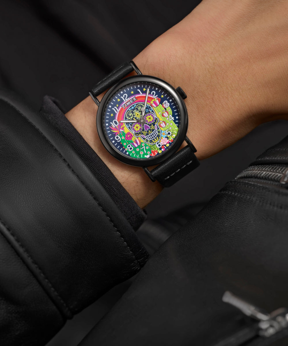 Heritage Timex Weekender Day of the Dead 40mm Leather Strap Watch