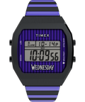 Heritage Timex x Wednesday T80 36mm Stainless Steel Black and Purple Expansion Band Watch
