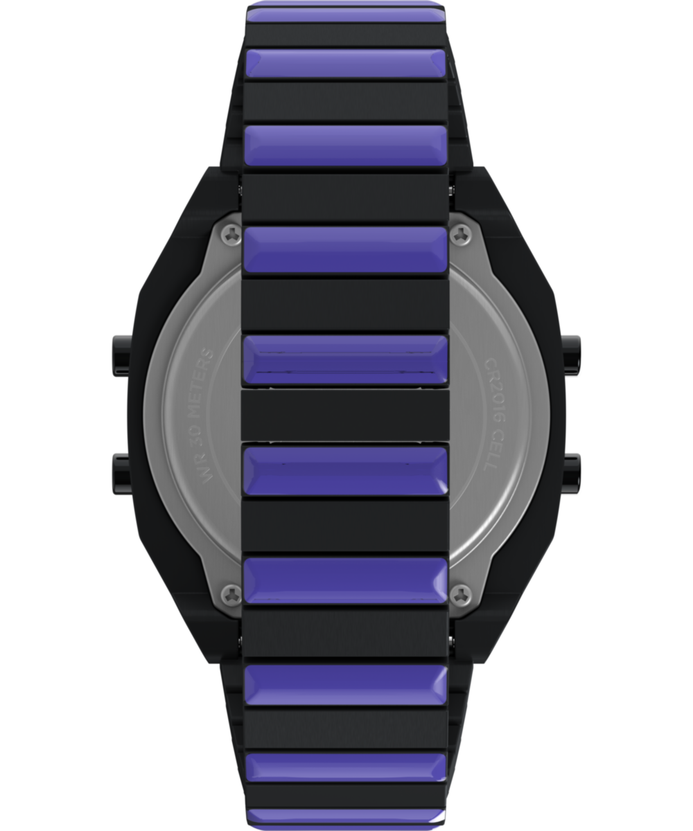Heritage Timex x Wednesday T80 36mm Stainless Steel Black and Purple Expansion Band Watch