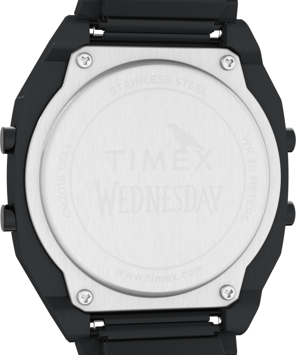 Heritage Timex x Wednesday T80 36mm Stainless Steel Black and Purple Expansion Band Watch