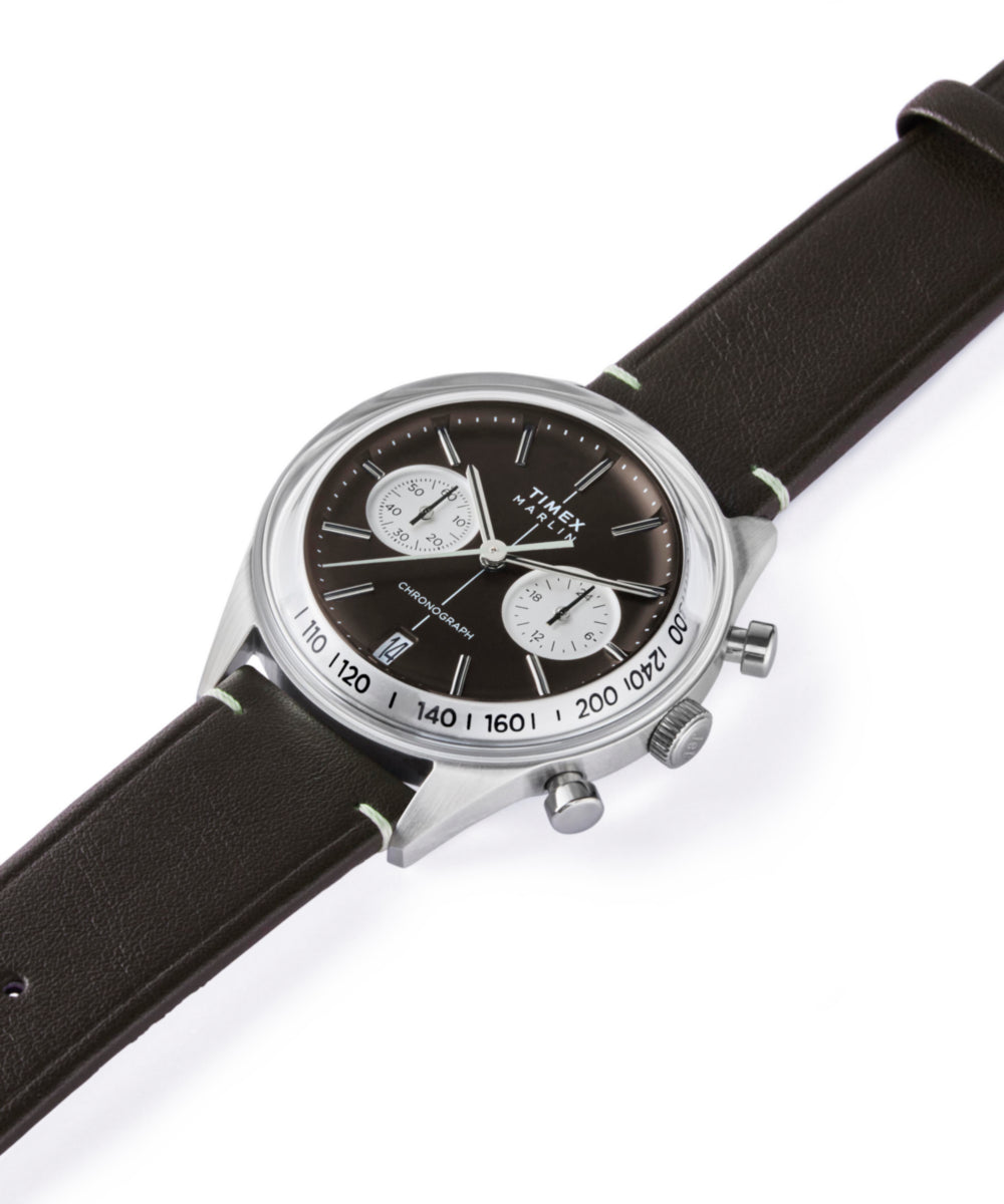 Heritage Marlin Jet Quartz Chronograph 40mm Leather Strap Watch