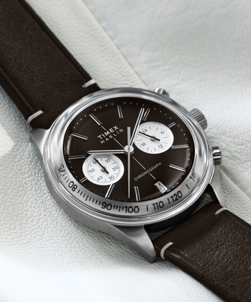 Heritage Marlin Jet Quartz Chronograph 40mm Leather Strap Watch