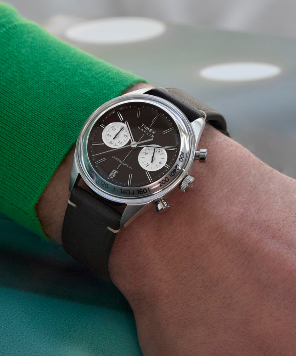Heritage Marlin Jet Quartz Chronograph 40mm Leather Strap Watch