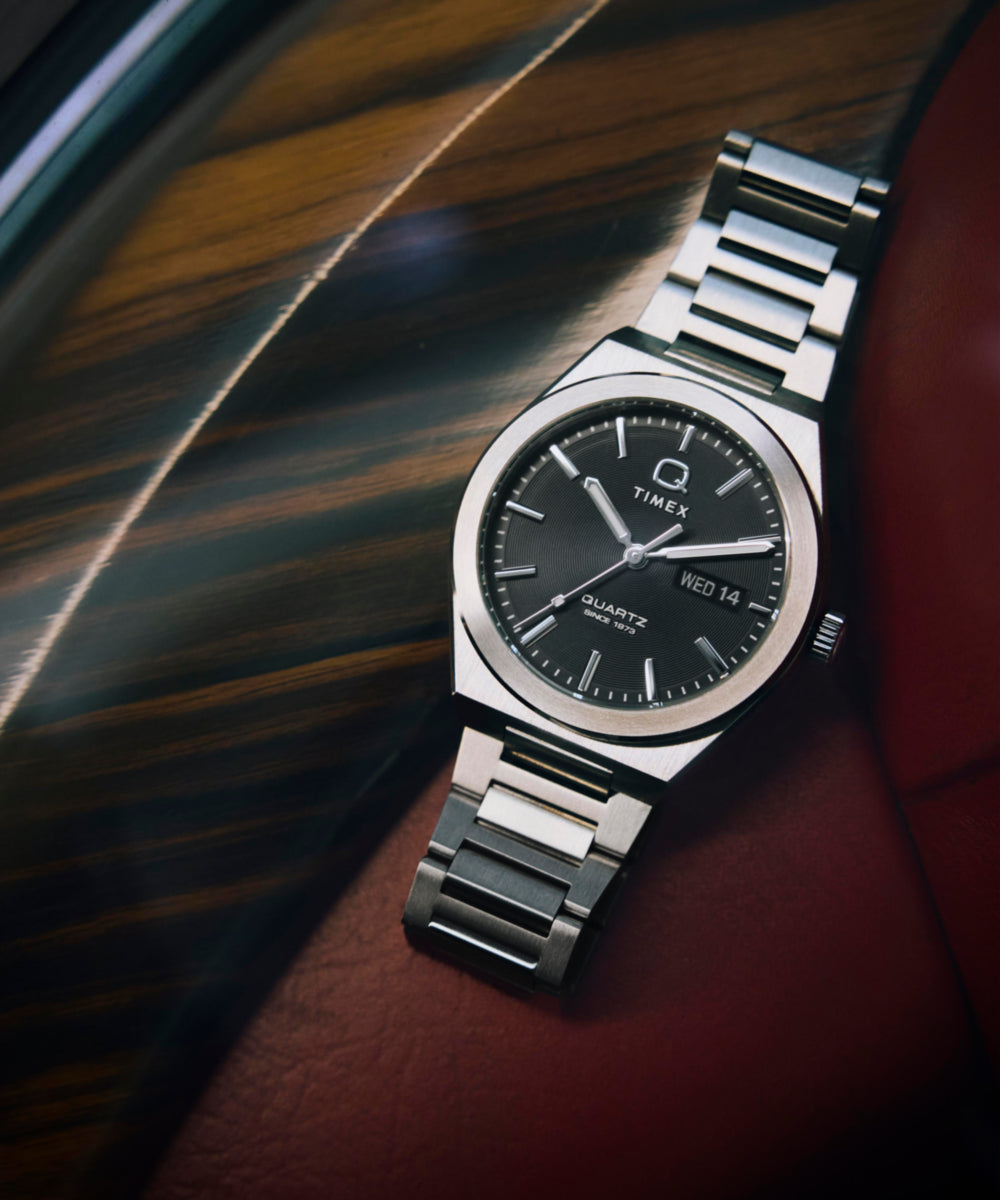 Heritage Q Timex Continental Day and Date 39mm Stainless Steel Bracelet Watch
