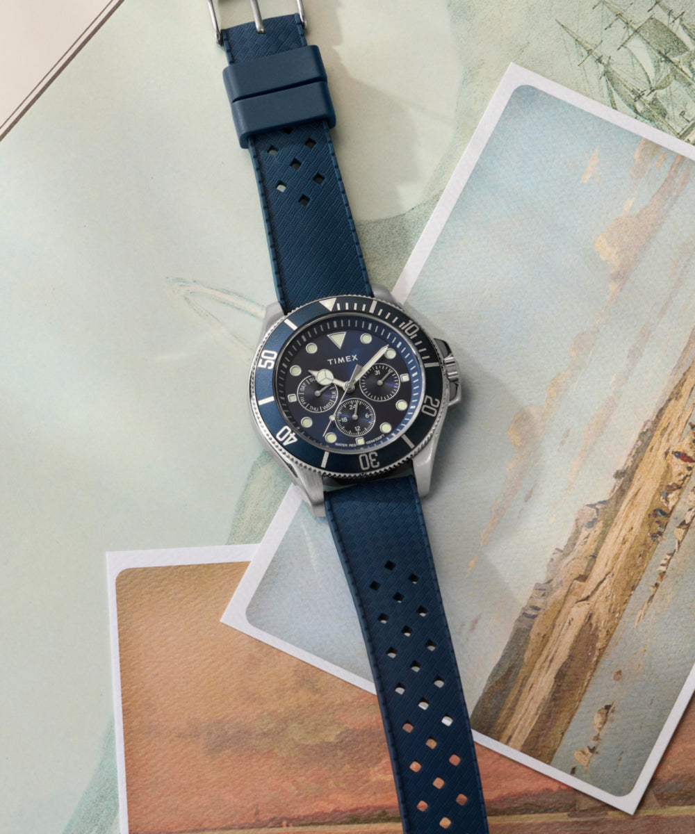 Heritage Harborside Coast Multifunction 43mm Synthetic Rubber Strap Watch