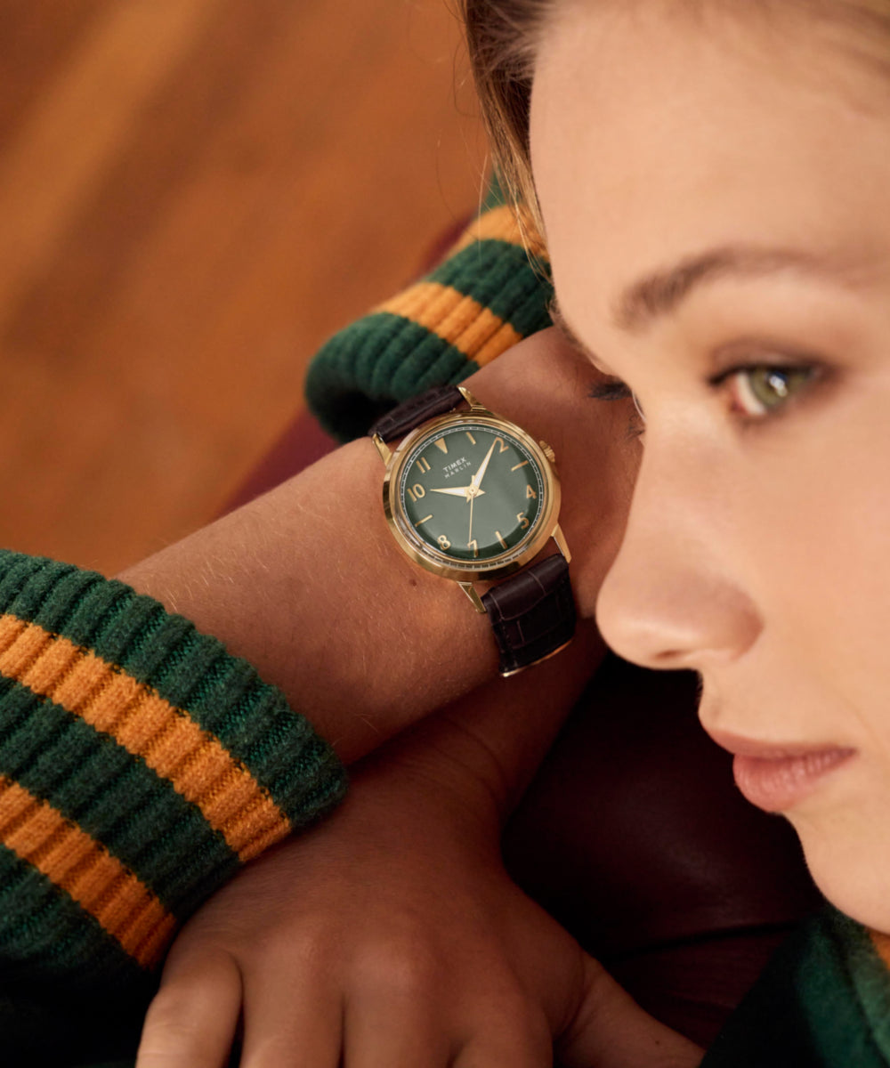 Heritage Marlin Quartz 34mm Leather Strap Watch