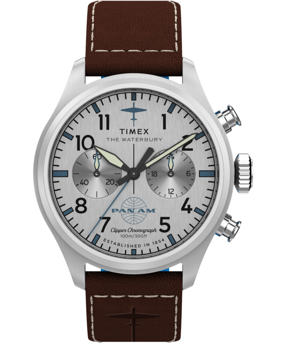 Heritage Timex x Pan Am Waterbury Ace Chronograph 41mm Leather Strap Watch