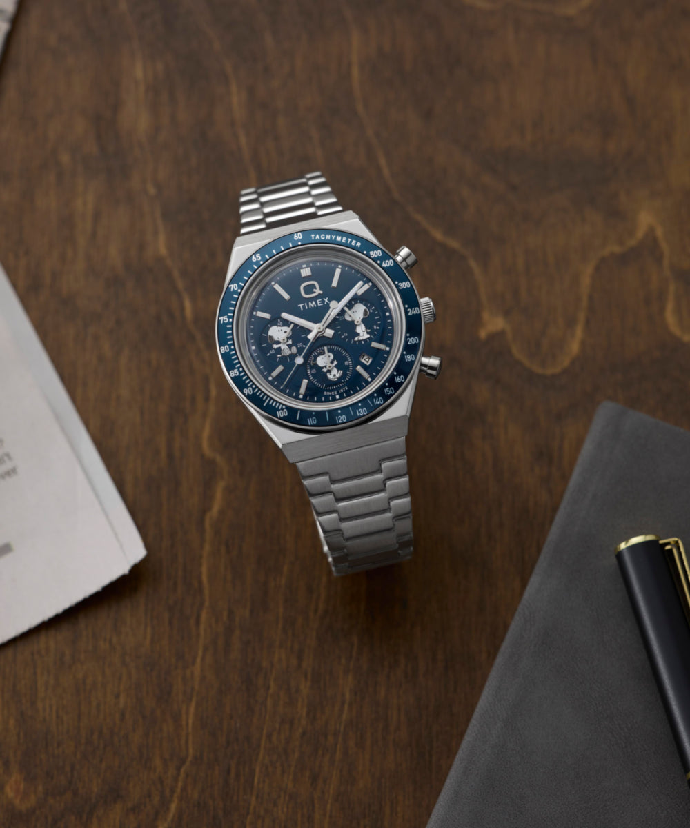 Heritage Peanuts x Q Timex Chronograph 40mm Stainless Steel Bracelet Watch