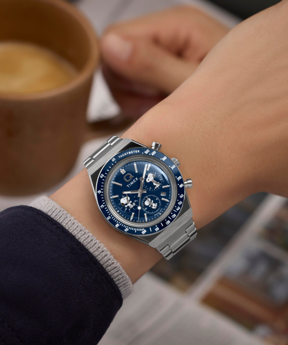 Heritage Peanuts x Q Timex Chronograph 40mm Stainless Steel Bracelet Watch