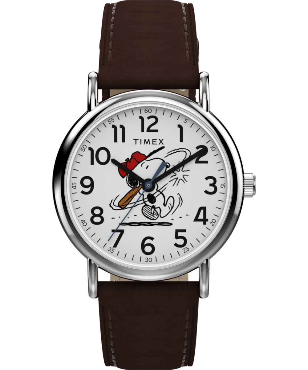 Heritage Peanuts x Timex Weekender Baseball 38mm Leather Strap Watch