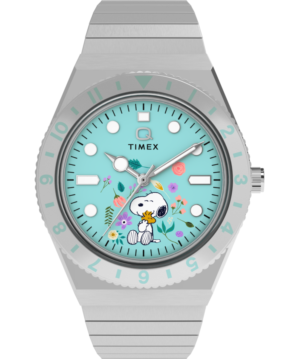Heritage Peanuts x Q Timex 36mm Stainless Steel Expansion Band Watch