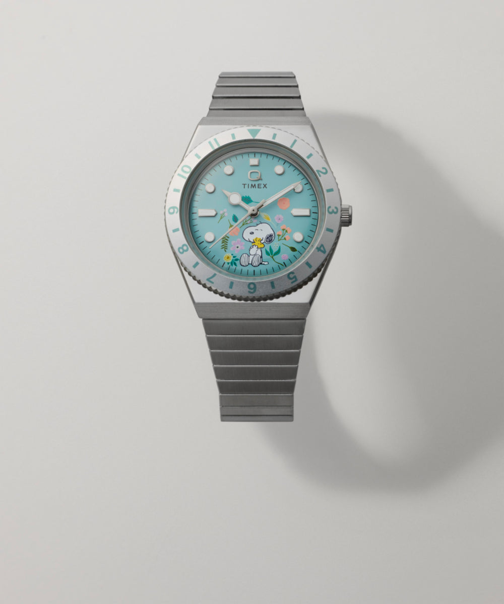Heritage Peanuts x Q Timex 36mm Stainless Steel Expansion Band Watch